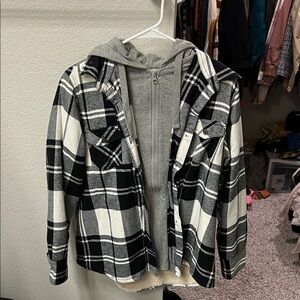 Natural Reflections Black and White Plaid Utility Jacket